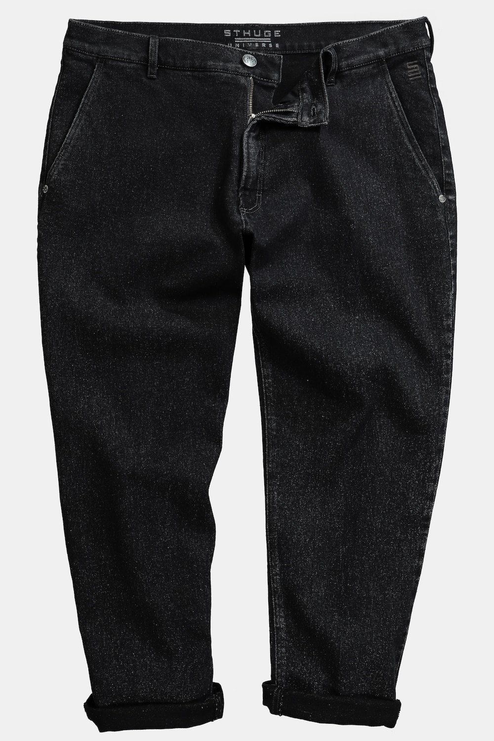 STHUGE Jeans-Chino, Black Denim, tapered Baggy Fit, bis 72