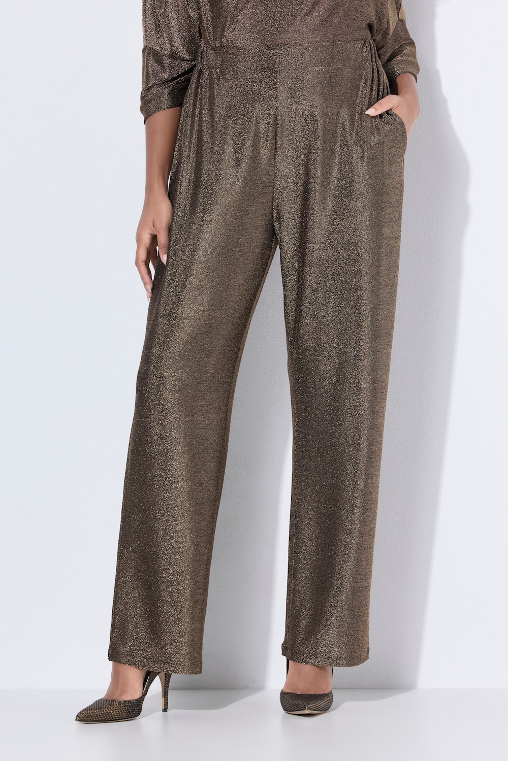 Thumbnail - Große Größen Glitzerhose Rose, Damen, orange, Größe: 58/60, Synthetische Fasern/Metallische Fasern, Ulla Popken