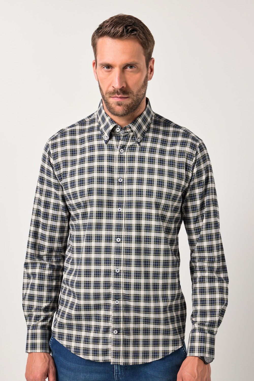 JP1880 Karohemd, Langarm, Buttondown-Kragen, Modern Fit, bis 8 XL