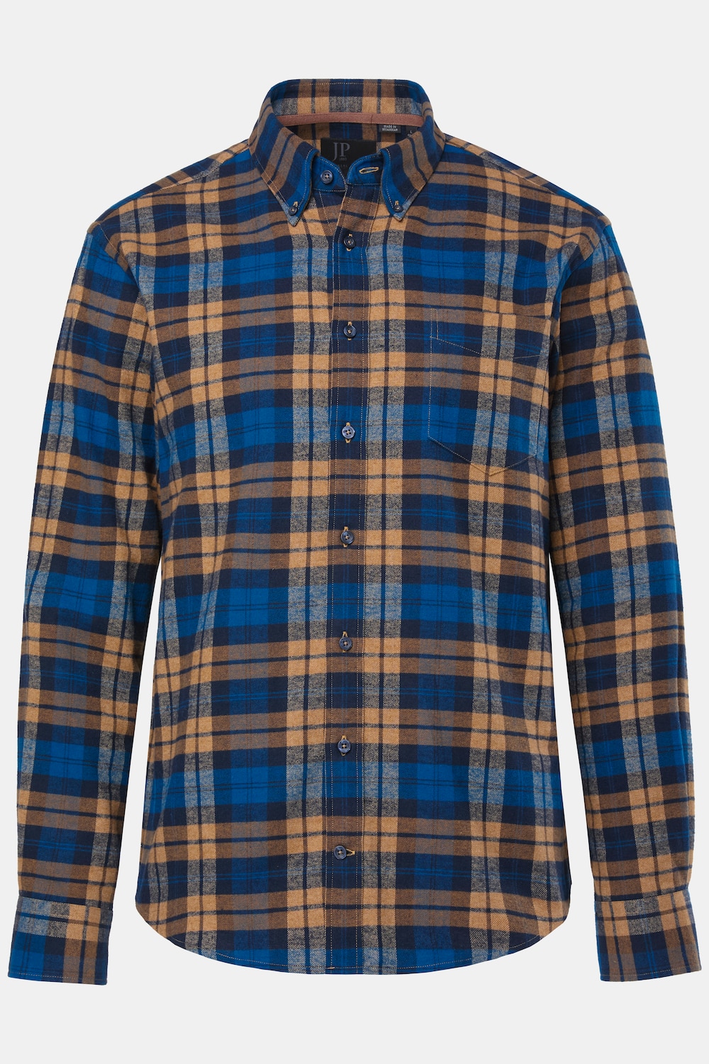 JP1880 Karo-Flanellhemd, Langarm, Buttondown-Kragen, Modern Fit, bis 8 XL