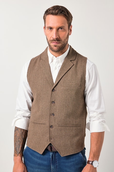 JP1880 Tweed-Weste, FLEXNAMIC®, Herringbone-Tweed, Strickrücken, bis 7 XL