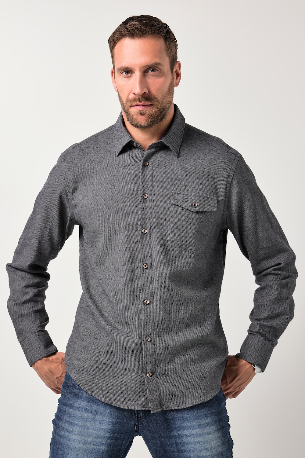JP1880 Flanellhemd, Langarm, Kentkragen, Modern Fit, bis 8 XL