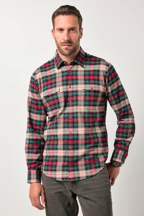 JP1880 Karo-Flanellhemd, Langarm, Kentkragen, Modern Fit, bis 8 XL