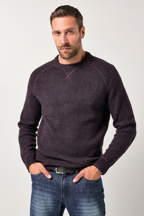 JP1880 trui, CashmereTouch breisel, ronde hals, tot 7XL