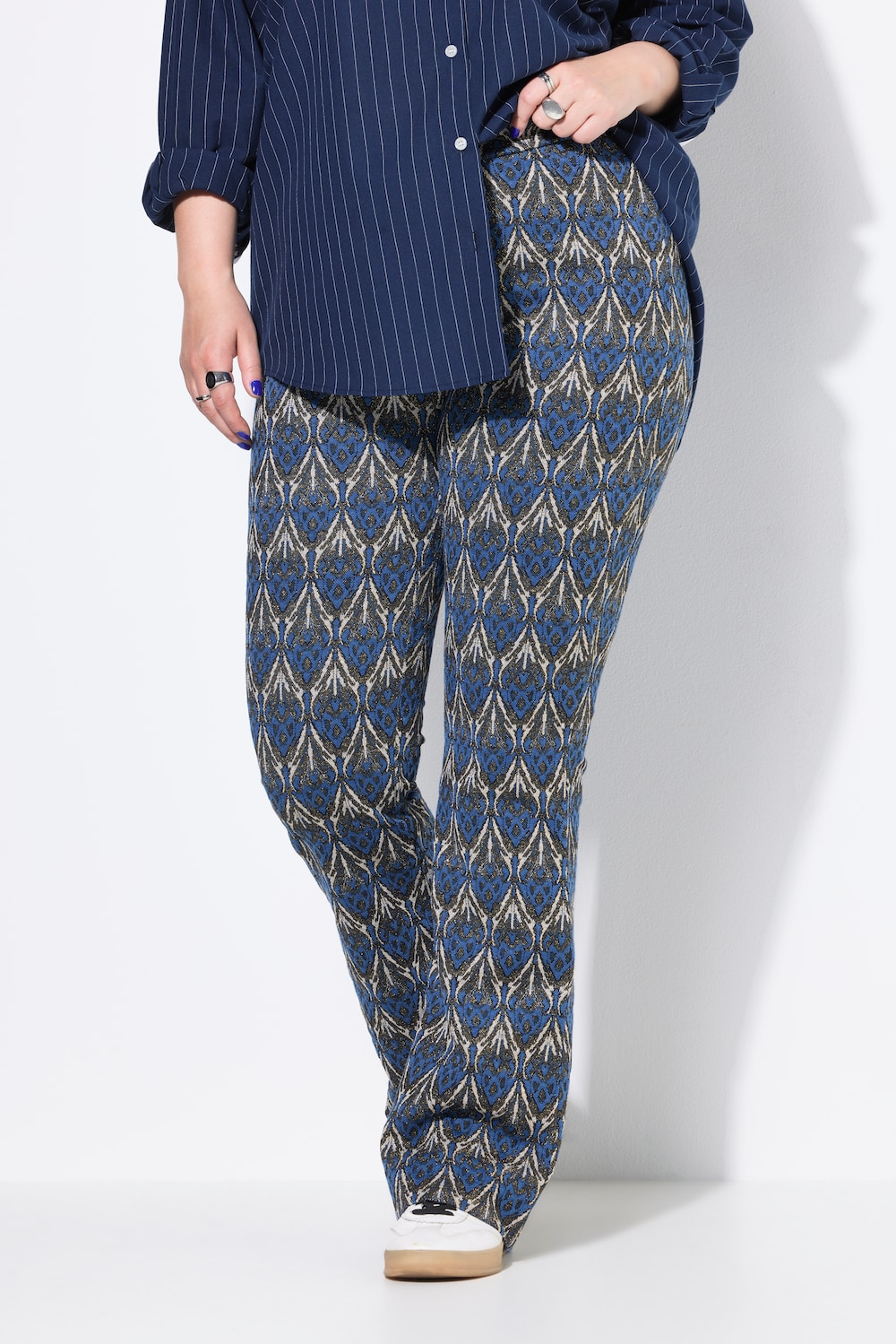 Große Größen Schlaghose, Damen, blau, Größe: 56, Polyester/Metallische Fasern, Studio Untold