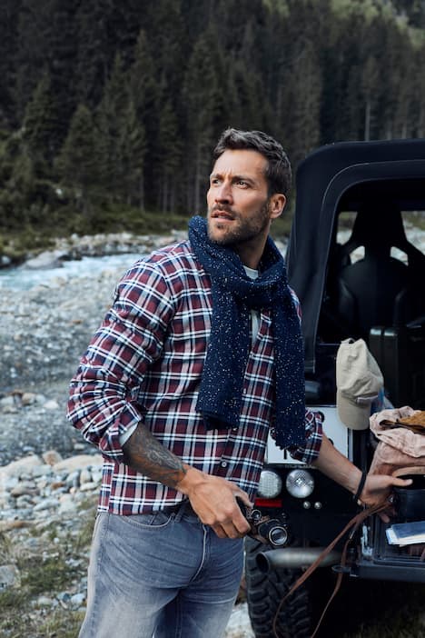Karo-Flanellhemd, Langarm, Buttondown-Kragen, Modern Fit