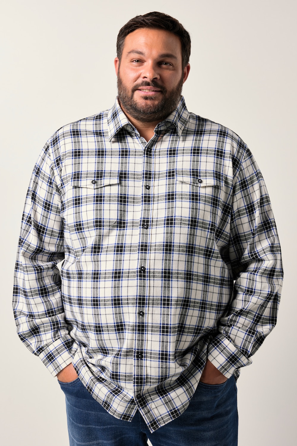 Men+ Karo-Flanellhemd, Langarm, Kentkragen, Comfort Fit, bis 8 XL