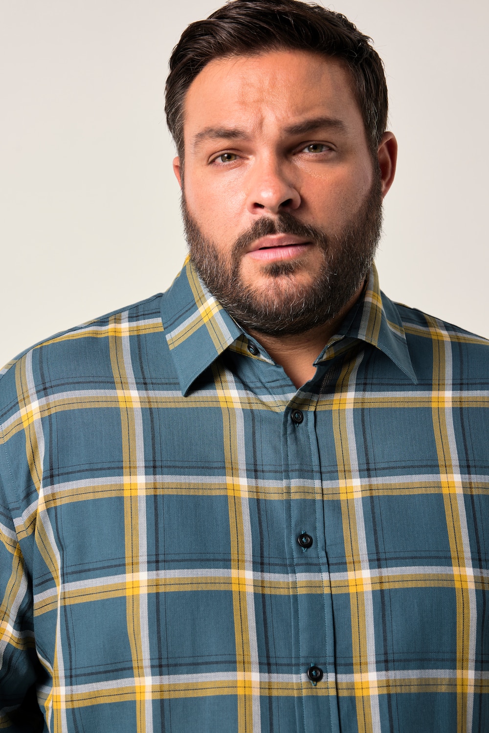 Stora storlekar Rutig skjorta, Her, turkos, storlek: 3XL, Bomull, Men Plus