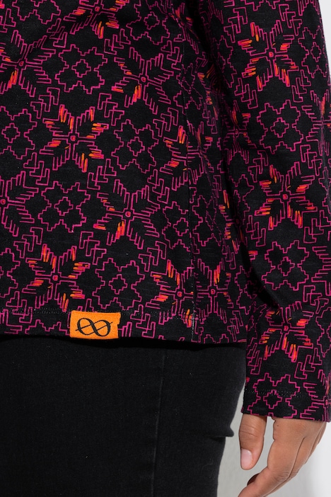 Shirt, Langarm, Stehkragen, Allover-Print
