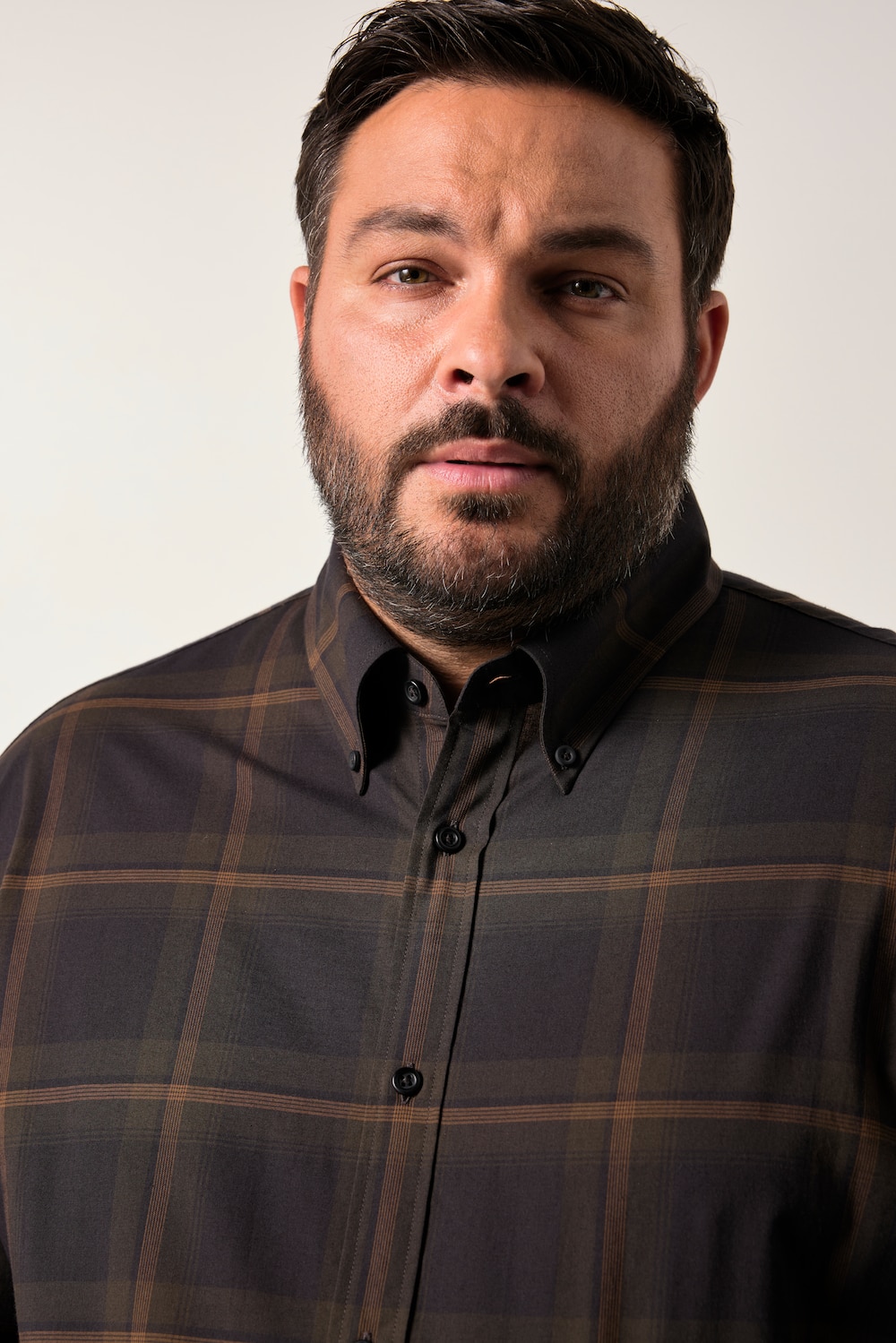 Stora storlekar Rutig skjorta, Her, svart, storlek: 6XL, Bomull, Men Plus