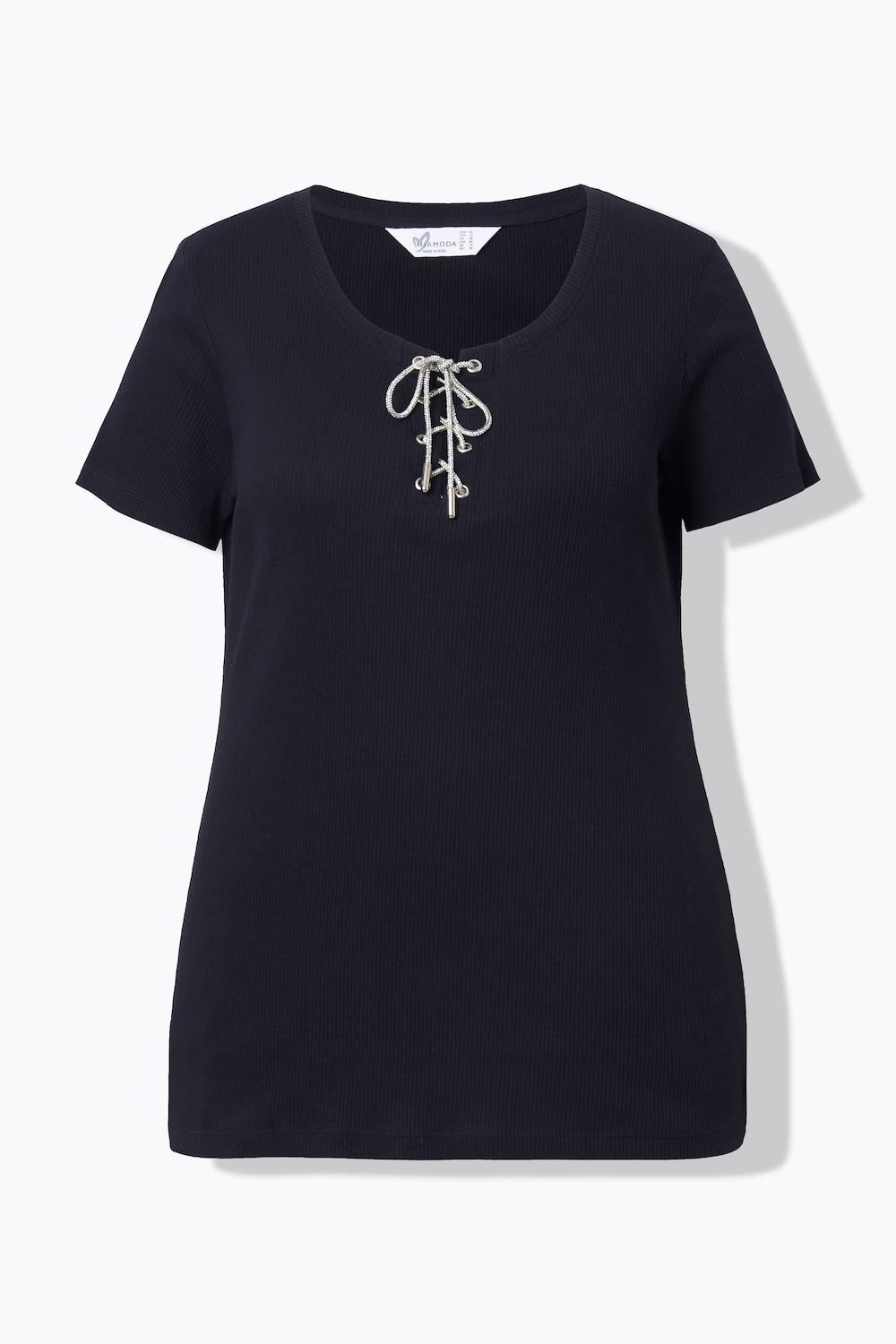 Stora storlekar T-shirt, Dam, svart, storlek: 52, Bomull, Mia Moda