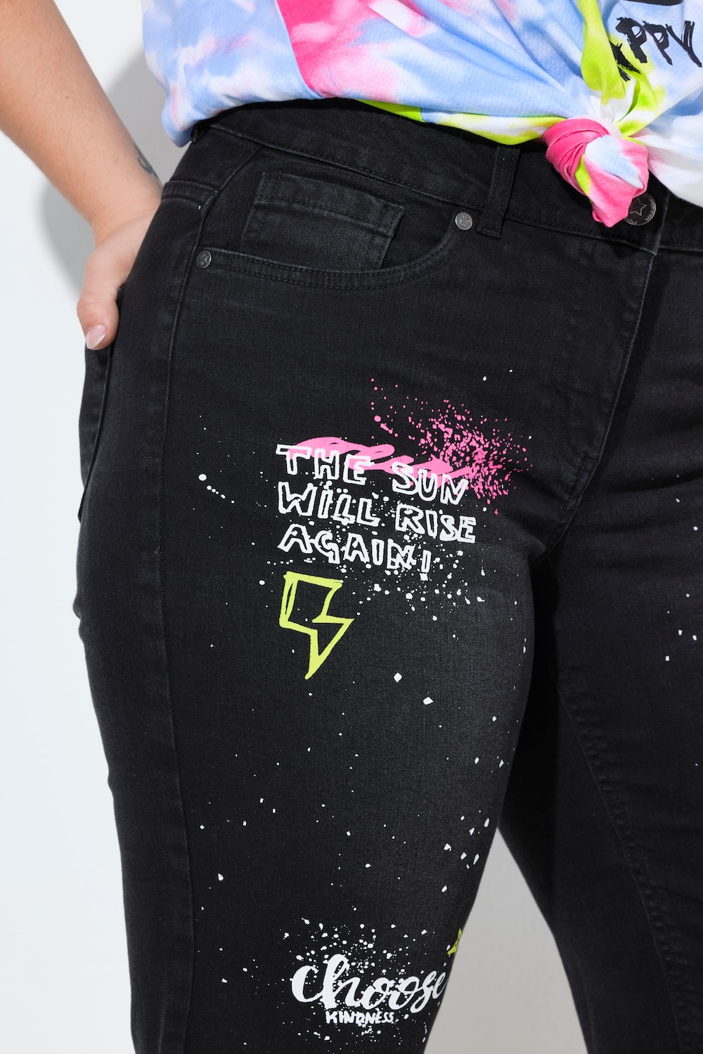 Stora storlekar Jeansshorts, Dam, svart, storlek: 52, Bomull, Angel of Style