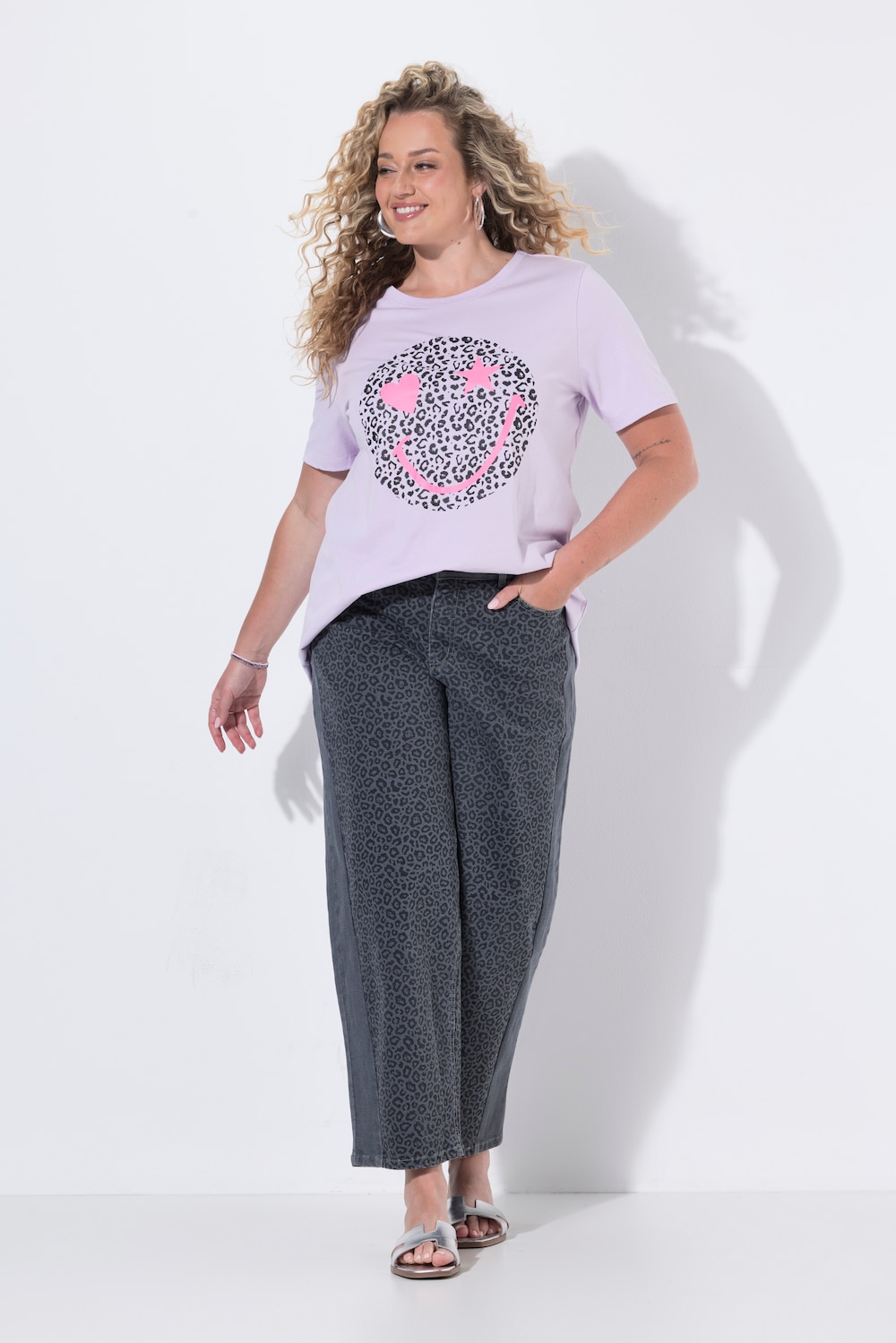 T-Shirt, A-Linie, Leo/Neon Smiley
