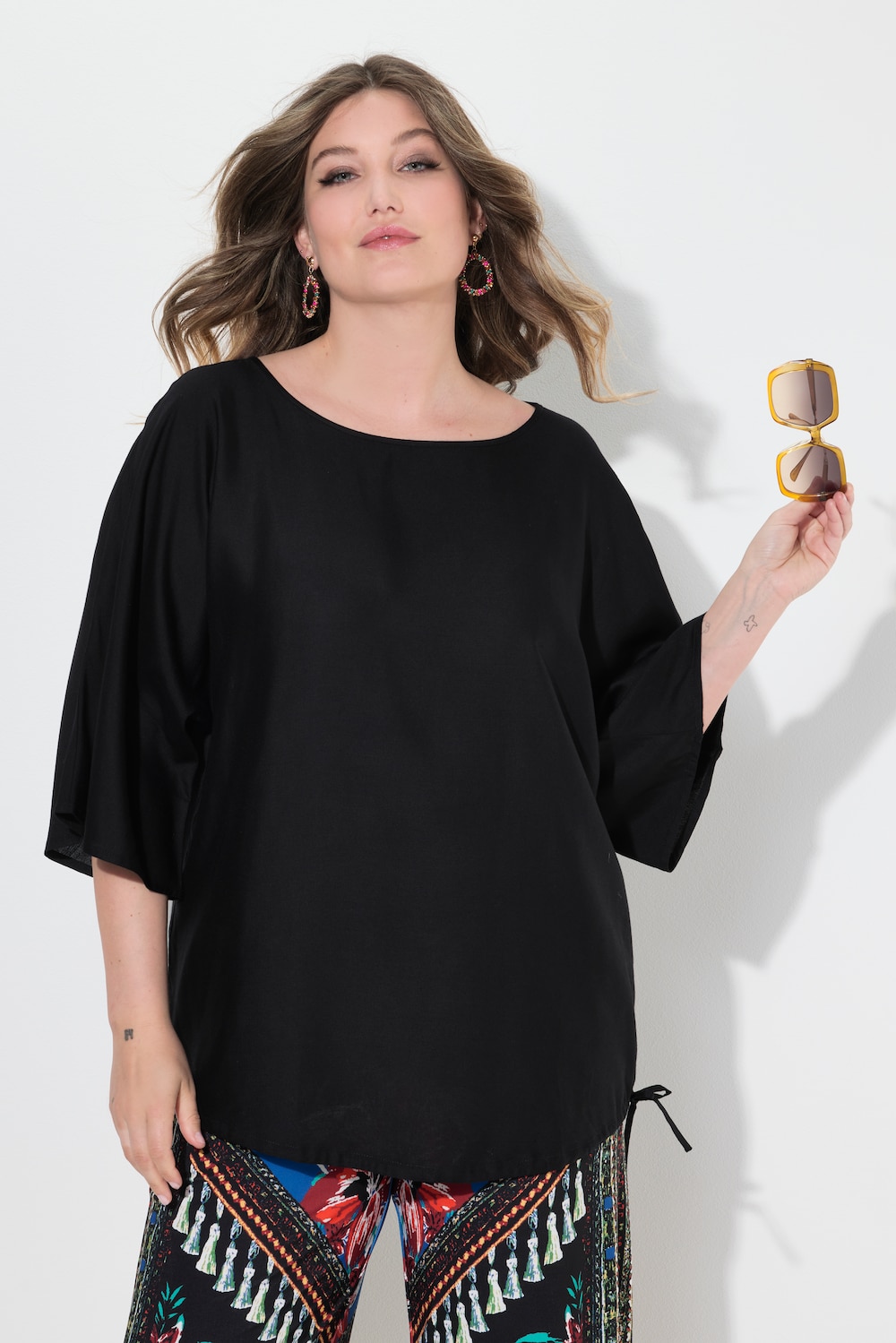 Blusenshirt, Satin, Saum-Tunnelzug