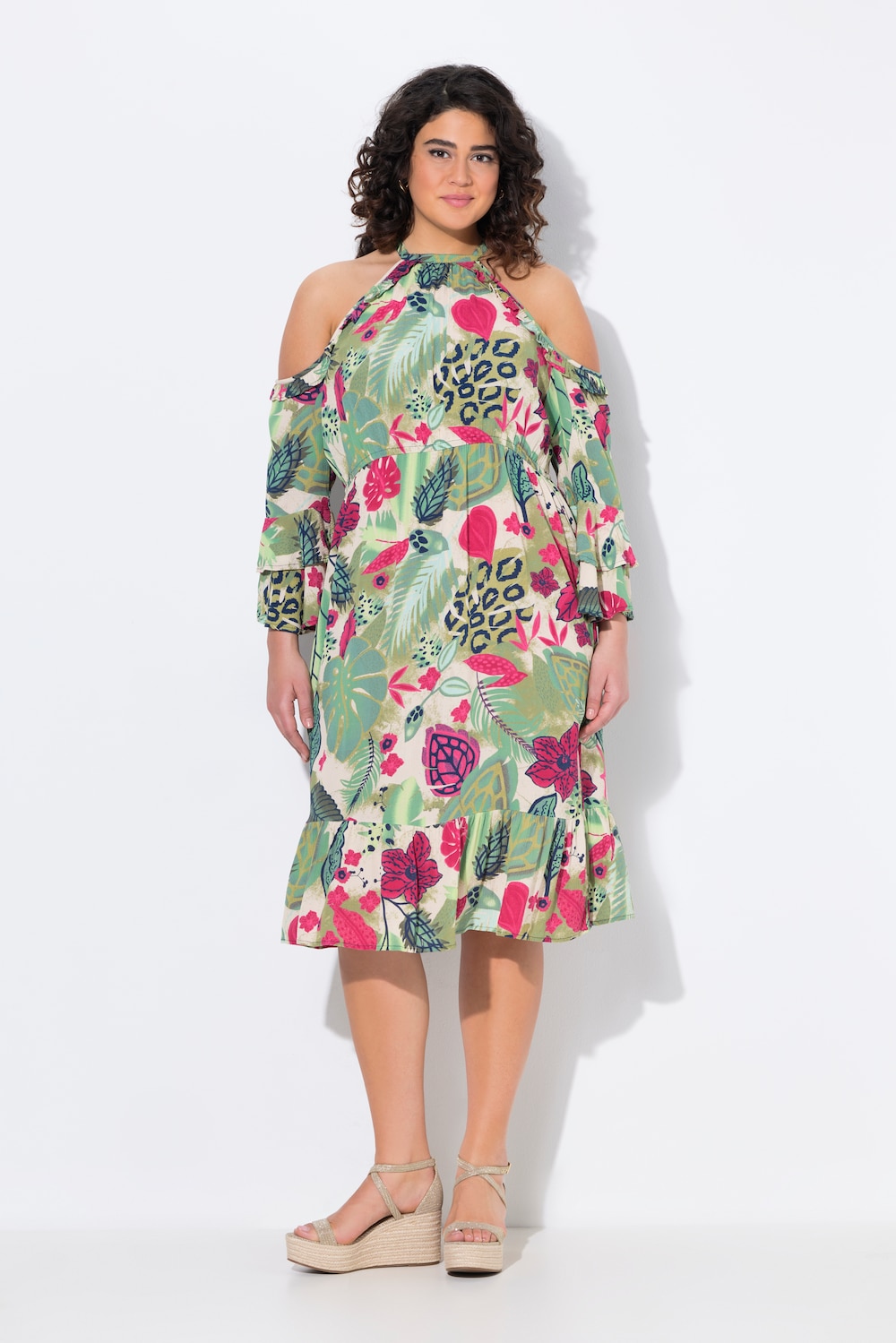 Große Größen Kleid, Damen, beige, Größe: 50/52, Viskose, Ulla Popken