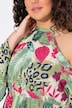 Vestido, forma en A, cuello redondo, hombros desnudos, mangas 3/4