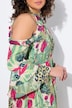 Vestido, forma en A, cuello redondo, hombros desnudos, mangas 3/4