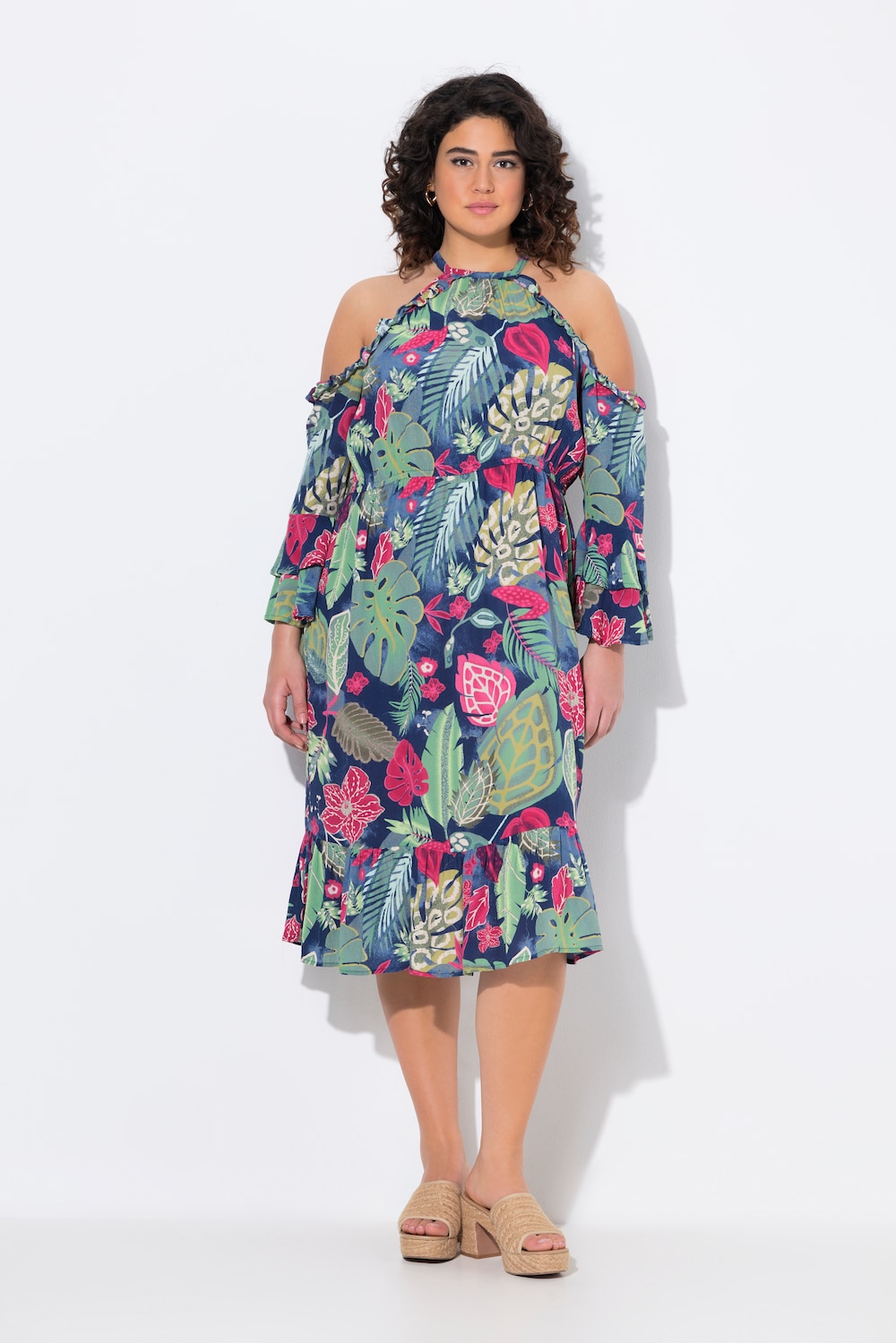 Große Größen Kleid, Damen, blau, Größe: 50/52, Viskose, Ulla Popken