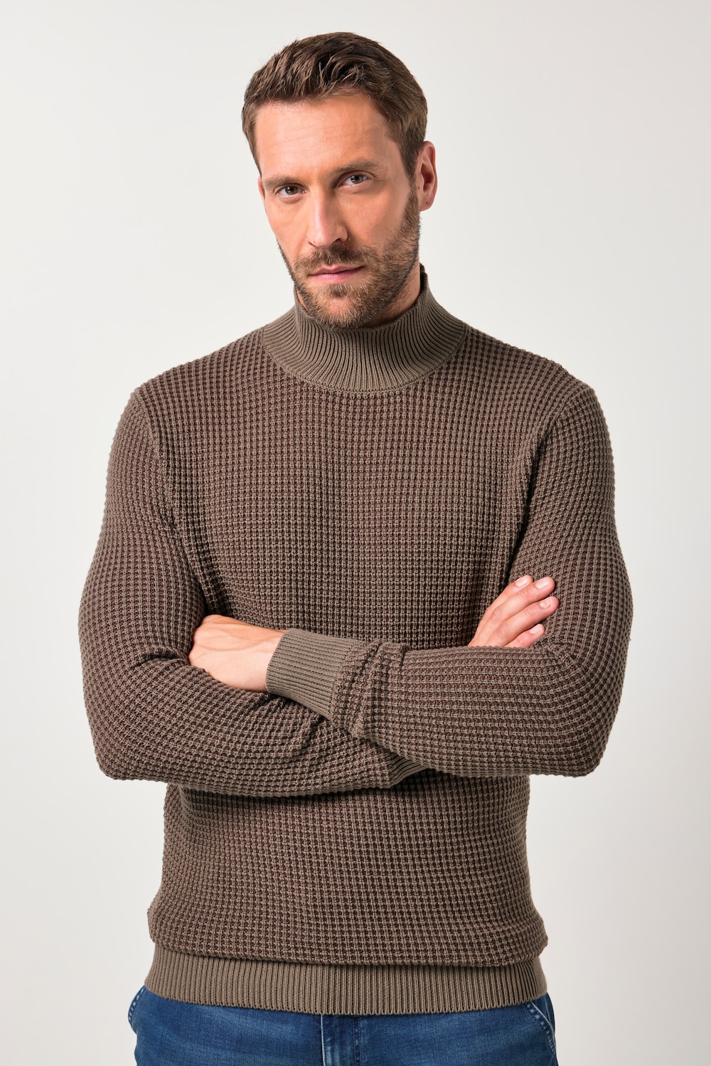 JP1880 Rollkragen-Pullover, Strukturstrick, bis 7 XL