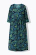Jersey jurk, paisley, A-lijn, V-hals, 3/4-mouw