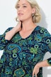 Jersey jurk, paisley, A-lijn, V-hals, 3/4-mouw