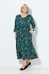 Jersey jurk, paisley, A-lijn, V-hals, 3/4-mouw