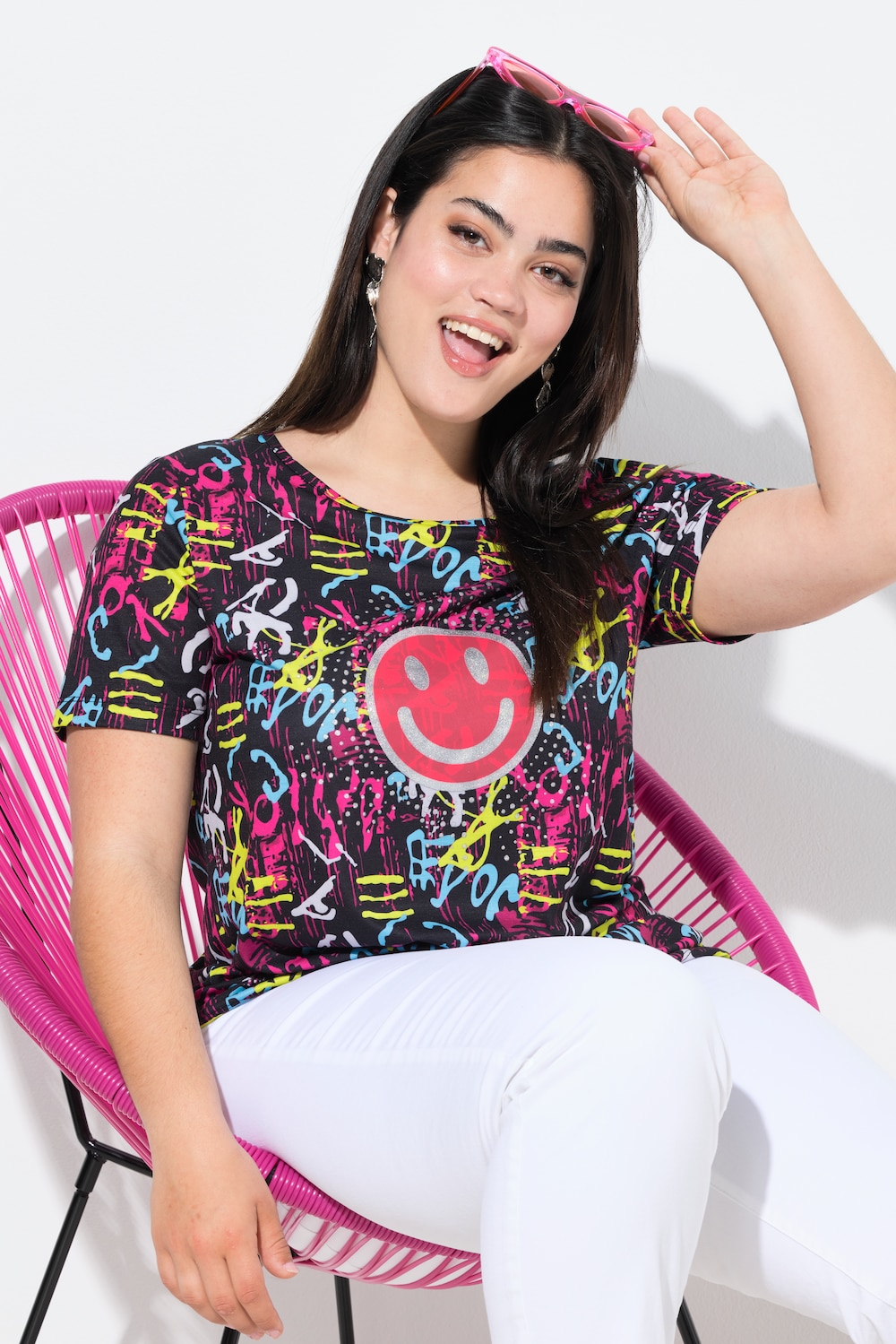 T-shirt, smiley op lettermotief