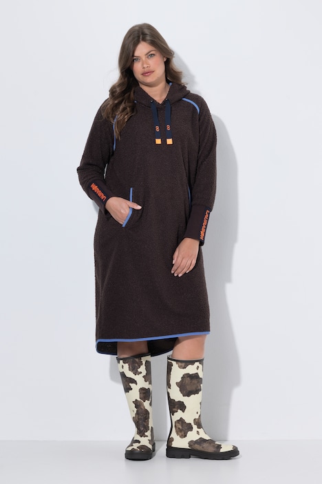 Teddy-Kleid, Langarm, Kapuze