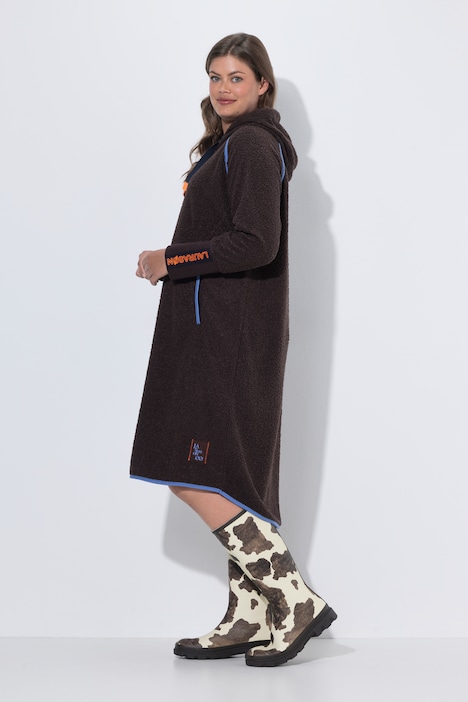 Teddy-Kleid, Langarm, Kapuze