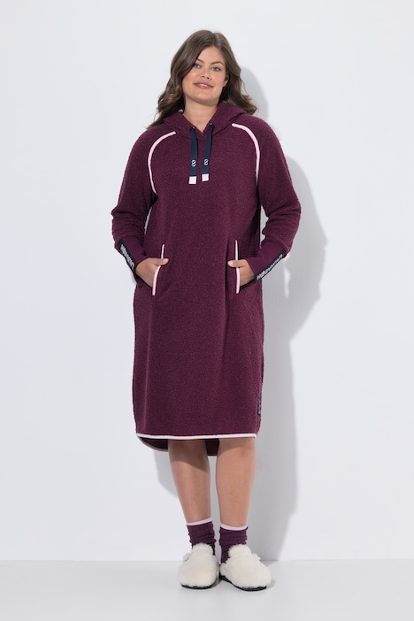 Teddy-Kleid, Langarm, Kapuze
