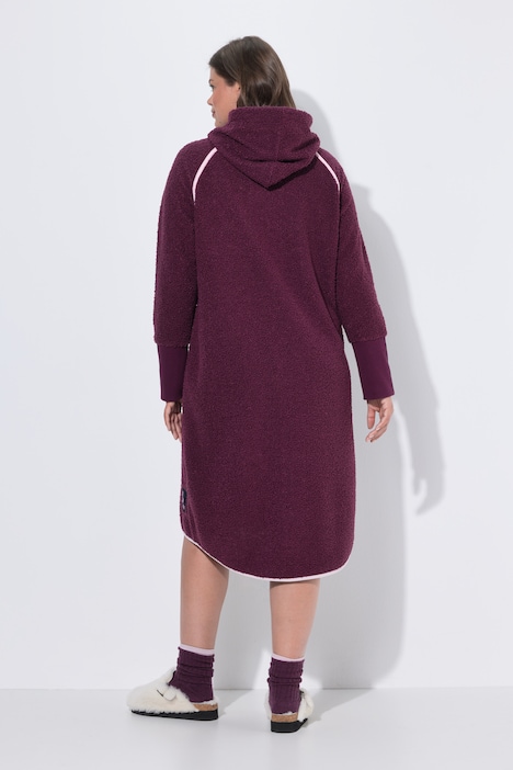 Teddy-Kleid, Langarm, Kapuze