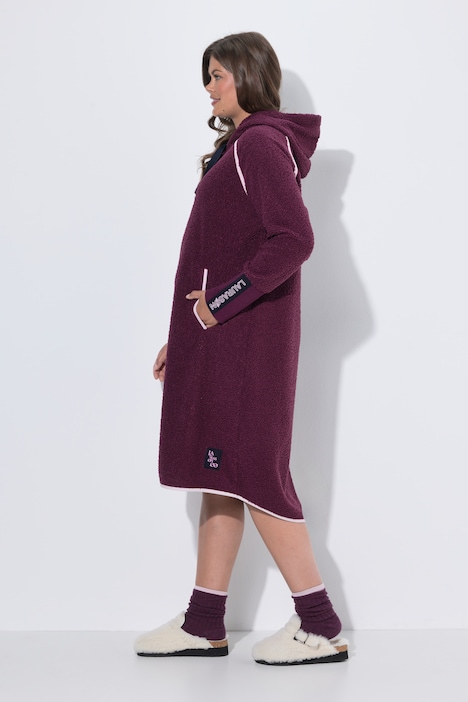 Teddy-Kleid, Langarm, Kapuze