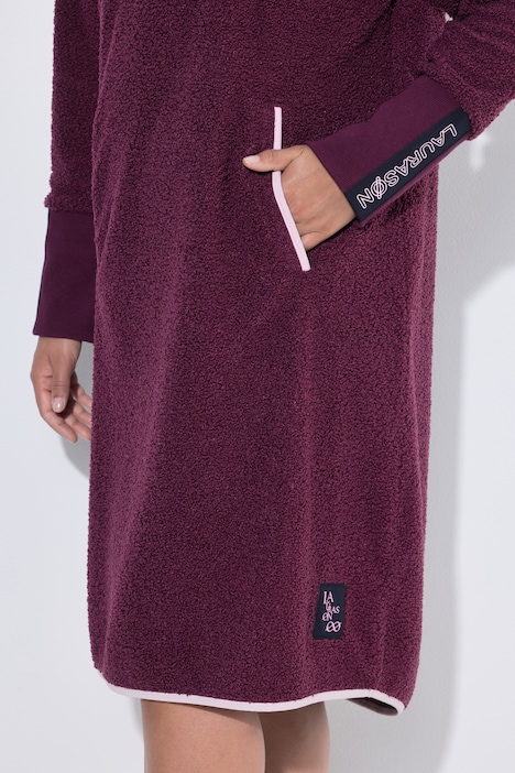 Teddy-Kleid, Langarm, Kapuze
