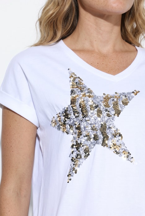 T-Shirt, Komfort Fit, Pailletten-Sternen
