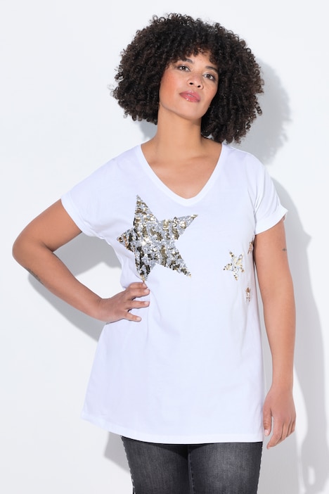 T-Shirt, Komfort Fit, Pailletten-Sternen