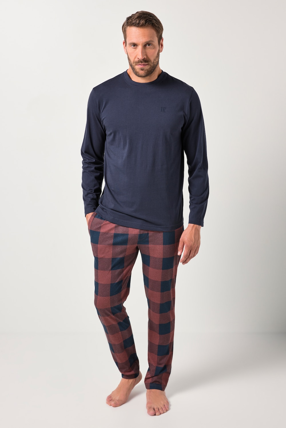 JP1880 pyjamas, hjemmeklær, todelt, rutete bukser, opptil 8 XL