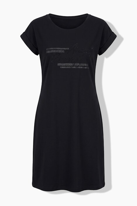 Shirtjurk, A-lijn, jersey, glitteropschrift