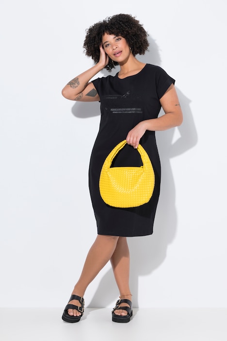 Shirtkleid, A-Linie, Jersey, Glitzer-Schriftzug
