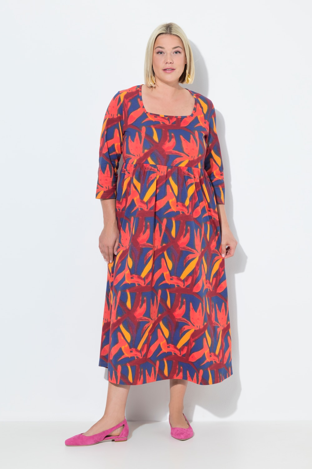 Große Größen Jerseykleid, Damen, schwarz, Größe: 50/52, Baumwolle, Ulla Popken