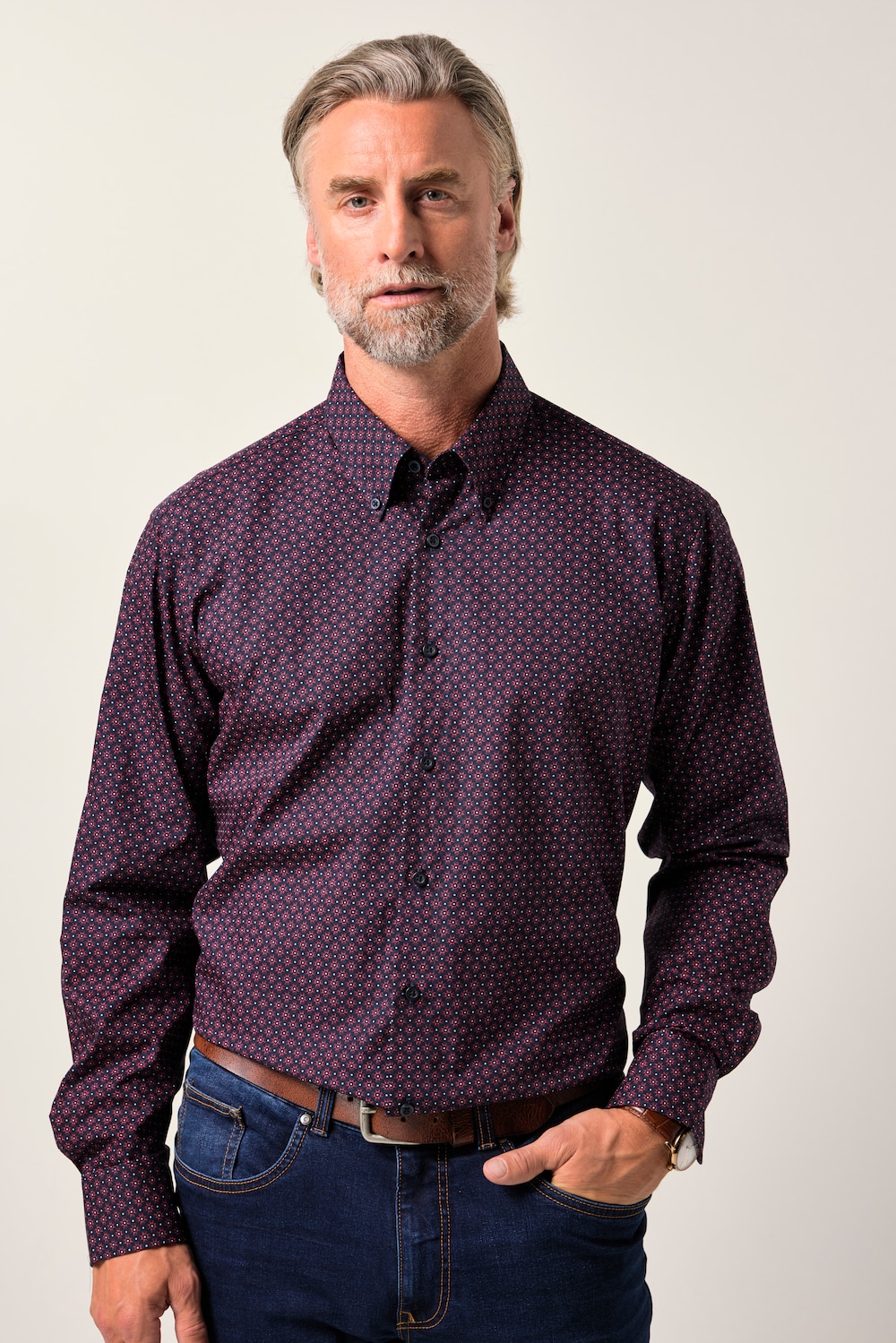 Boston Park Hemd, Langarm, Minimalmuster, Buttondown-Kragen, Comfort Fit, bis 8 XL