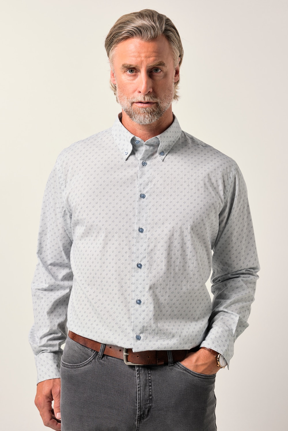 Boston Park Hemd, Langarm, Minimalmuster, Buttondown-Kragen, Comfort Fit, bis 8 XL