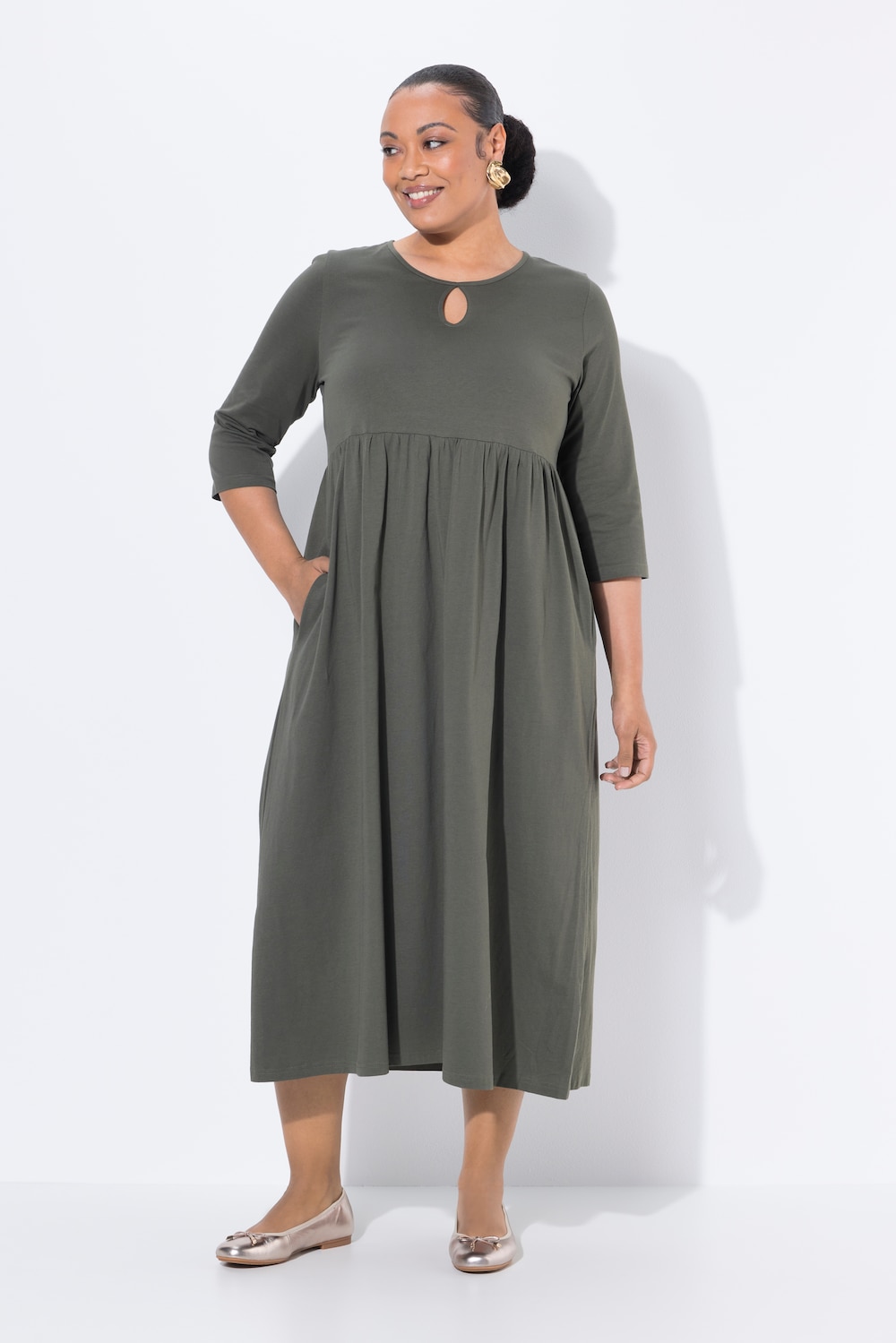 Große Größen Jersey-Maxikleid, Damen, braun, Größe: 66/68, Baumwolle, Ulla Popken