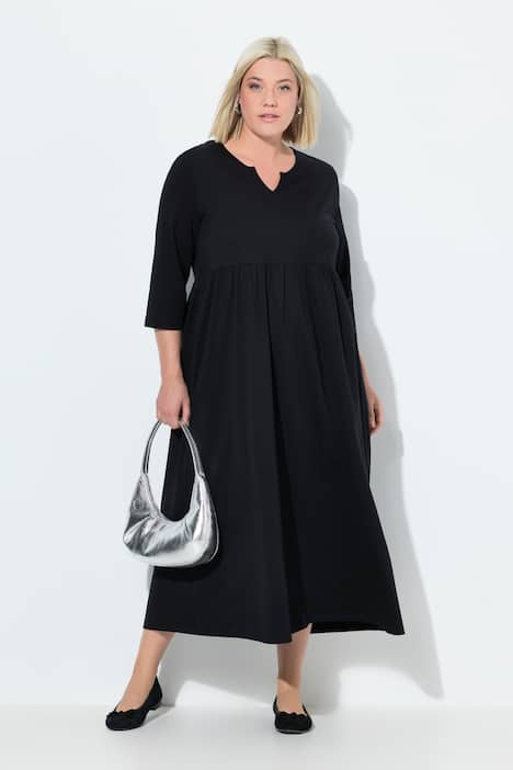 Jersey jurk, A-lijn, tuniekhals, 3/4-mouw