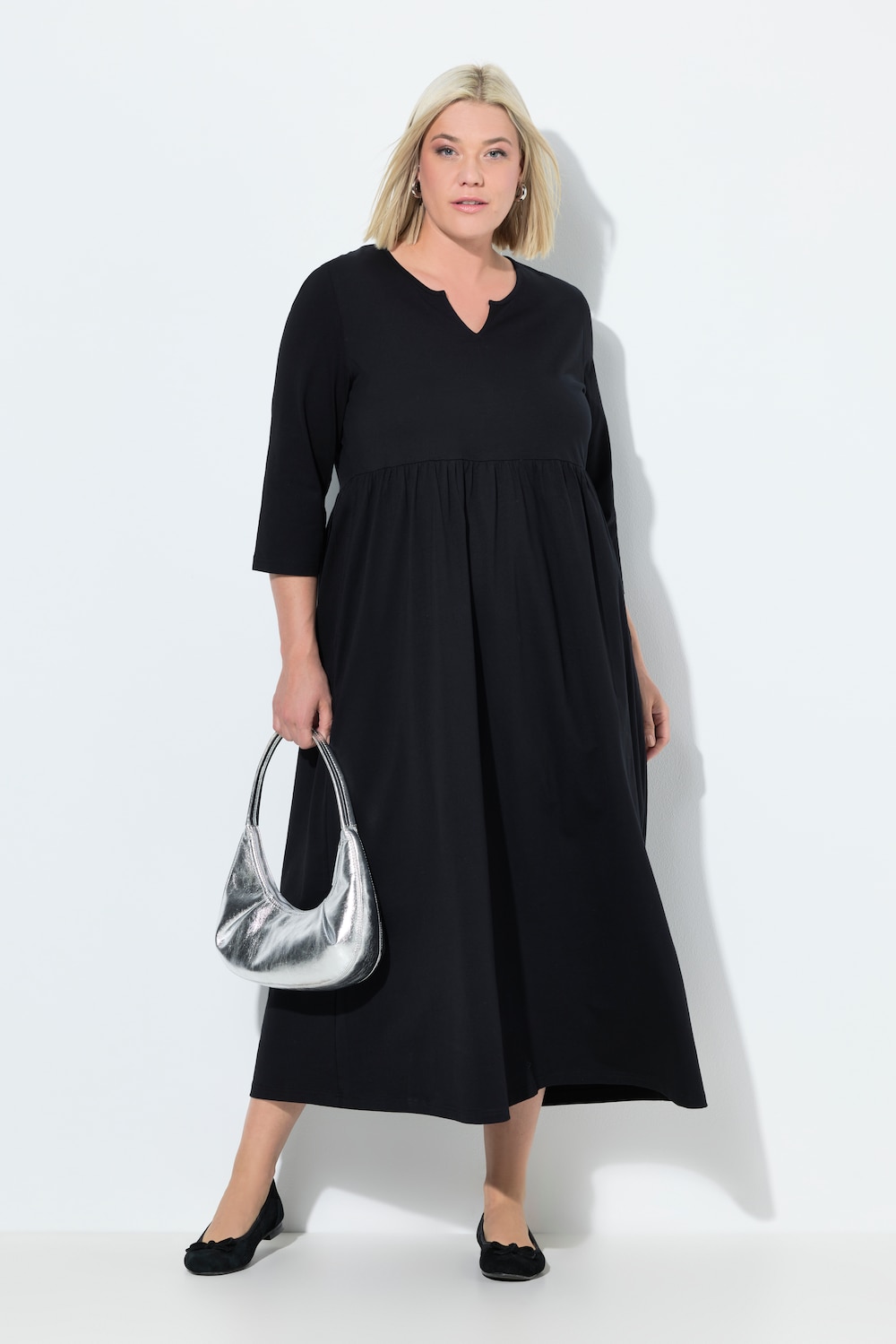 Jersey jurk, A-lijn, tuniekhals, 3/4-mouw