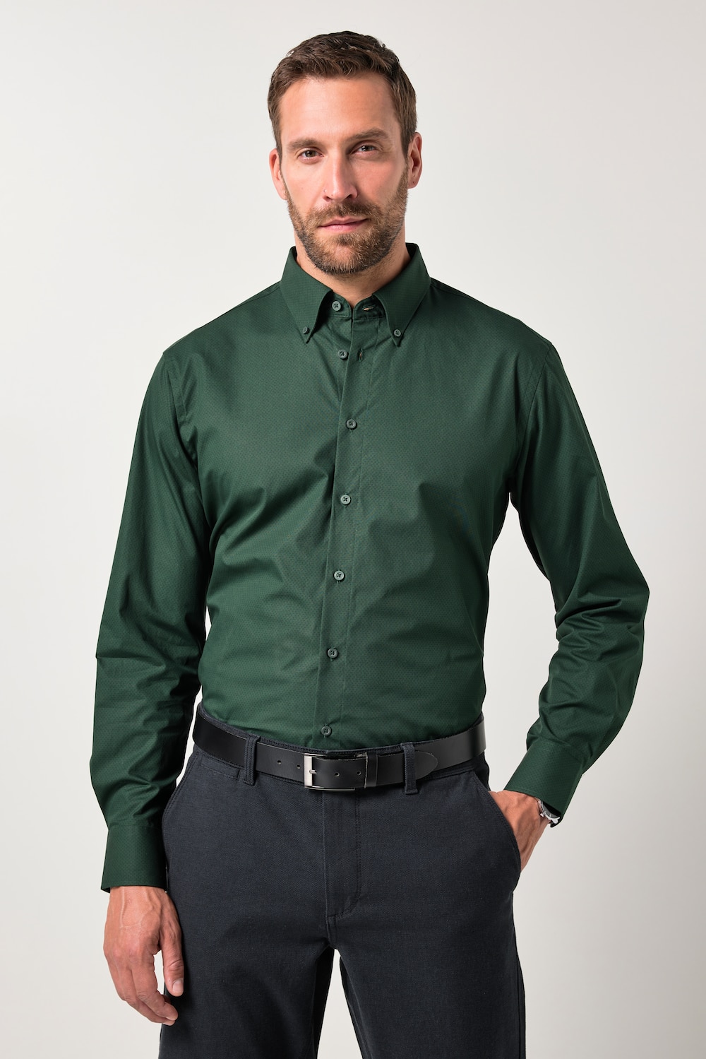 JP1880 Hemd, Langarm, Minimal-Print, Buttondown-Kragen, Modern Fit, bis 8 XL