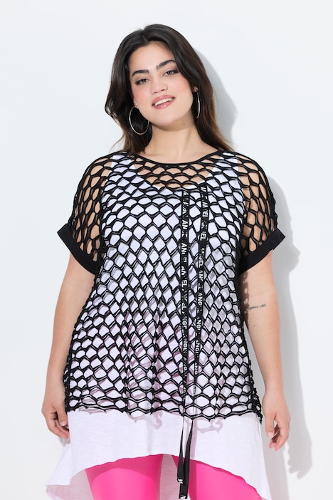 T-Shirt, Boxy Fit, Netz-Jersey