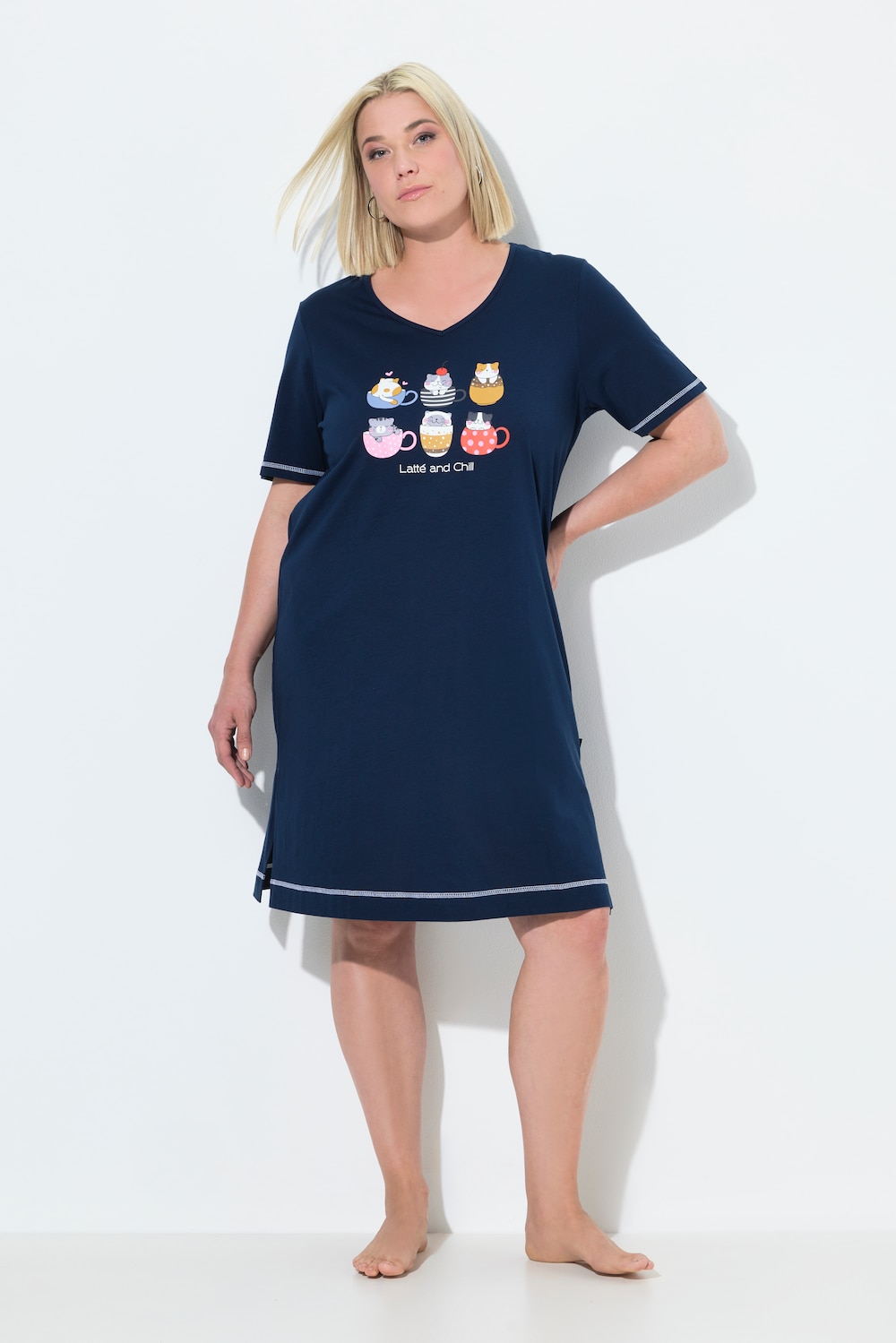 Große Größen Bigshirt, Damen, blau, Größe: 46/48, Baumwolle, Ulla Popken