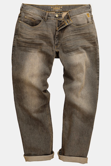 STHUGE Jeans, Brown Denim, 5-Pocket, Baggy Fit, bis 72