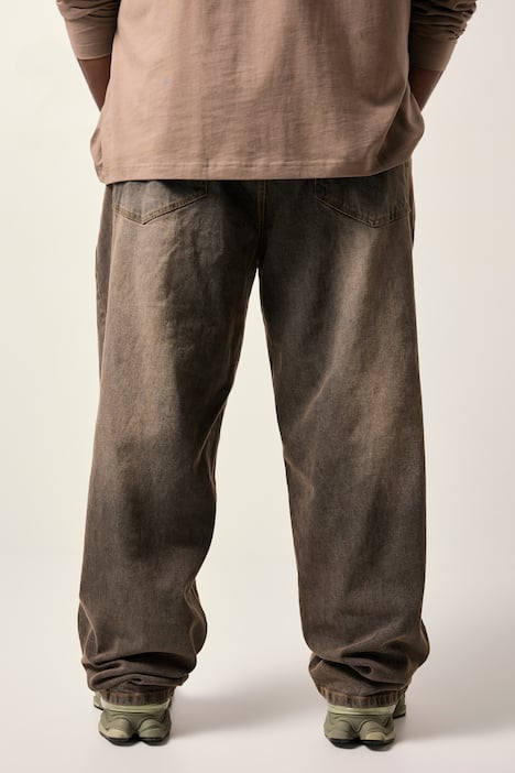 STHUGE Jeans, Brown Denim, 5-Pocket, Baggy Fit, bis 72