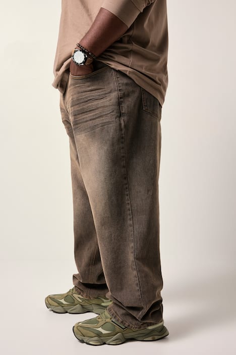 STHUGE Jeans, Brown Denim, 5-Pocket, Baggy Fit, bis 72